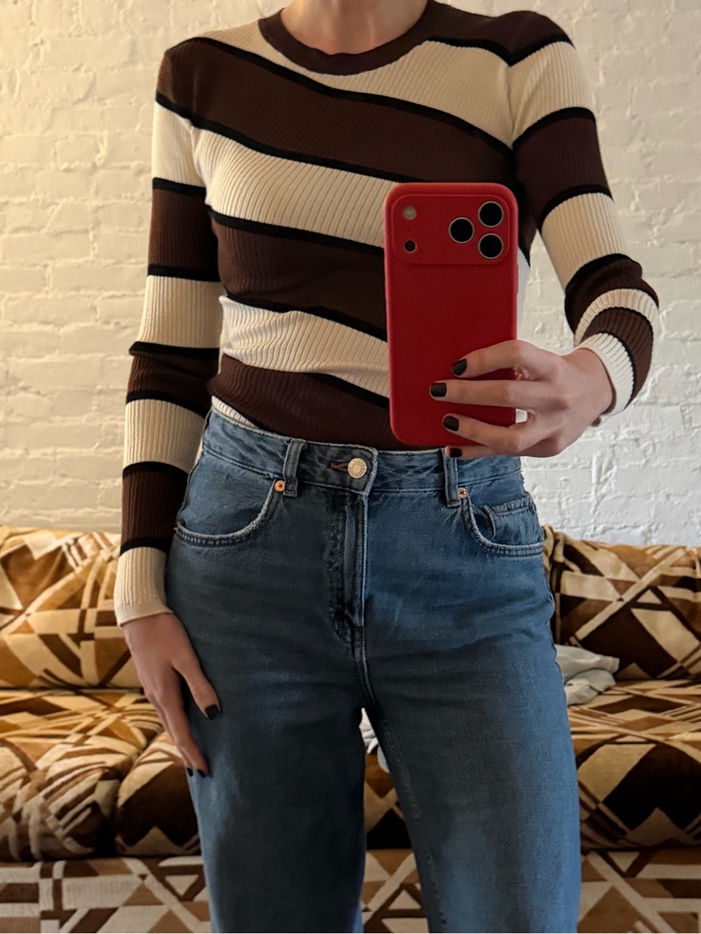 Mango striped ribbed sweater/top